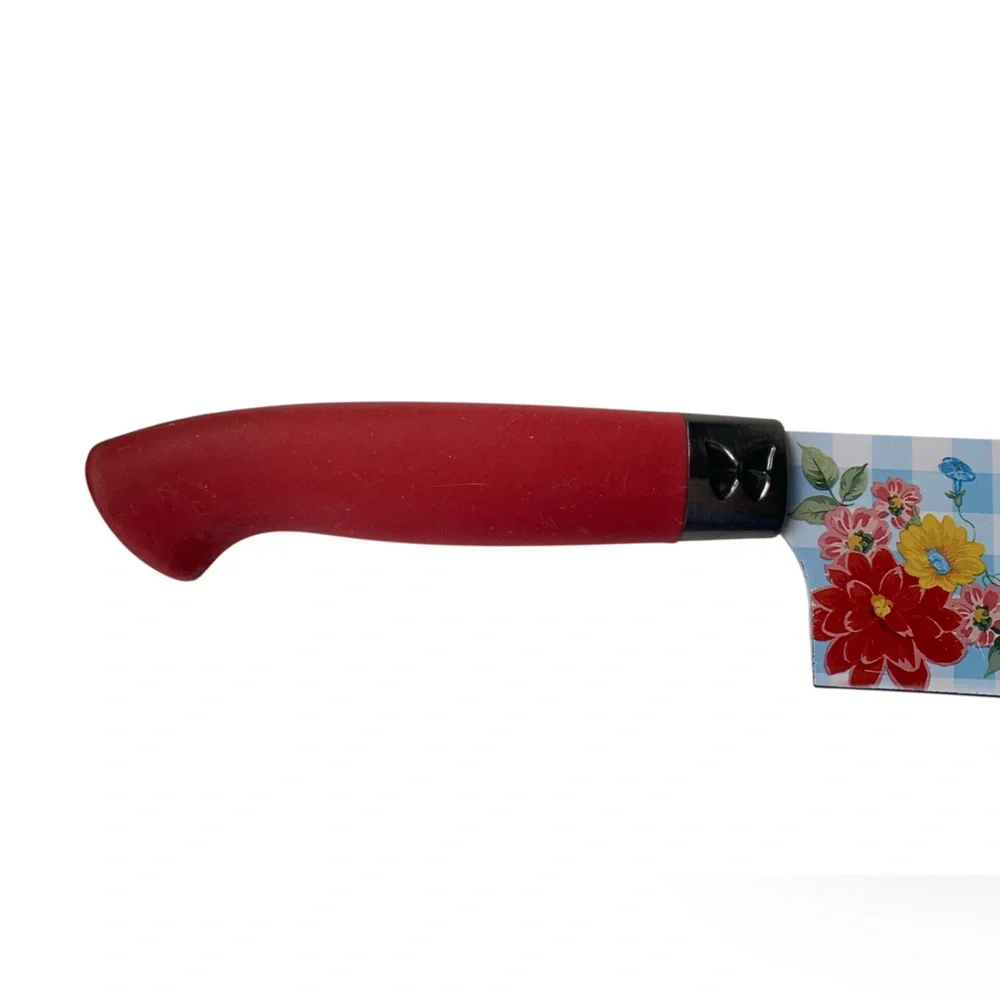 PIONEER WOMAN Floral Sweet Rose Knife Red Handle Kitchen Cooking Cutlery Tool